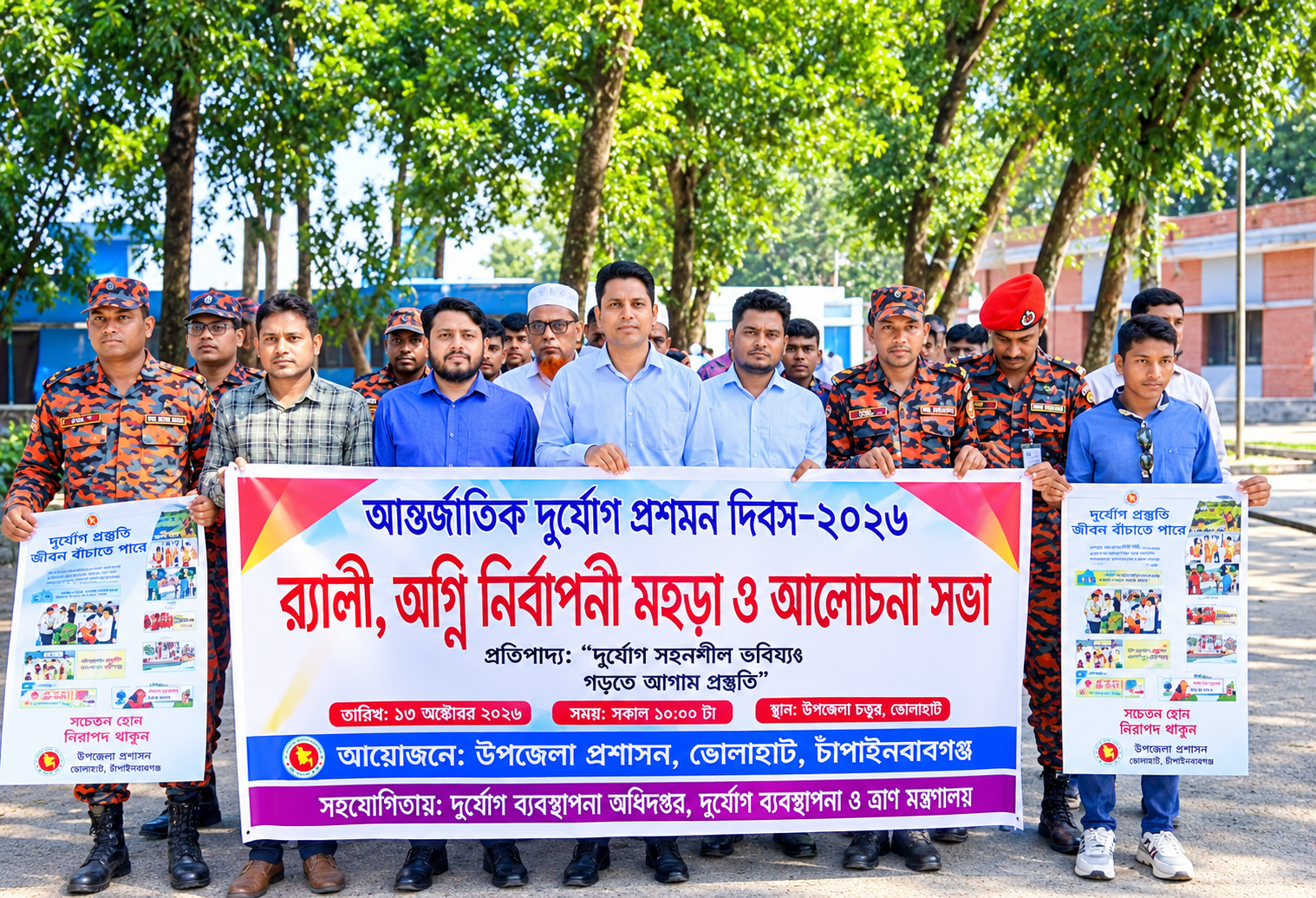 ভোলাহাটে আন্তর্জাতিক দূর্যোগ প্রশোমণ দিবস ২০২৬ উপলক্ষ্যে র‍্যালী, অগ্নি নির্বাপনী মহড়া ও আলোচনা সভা অনুষ্ঠিত!!