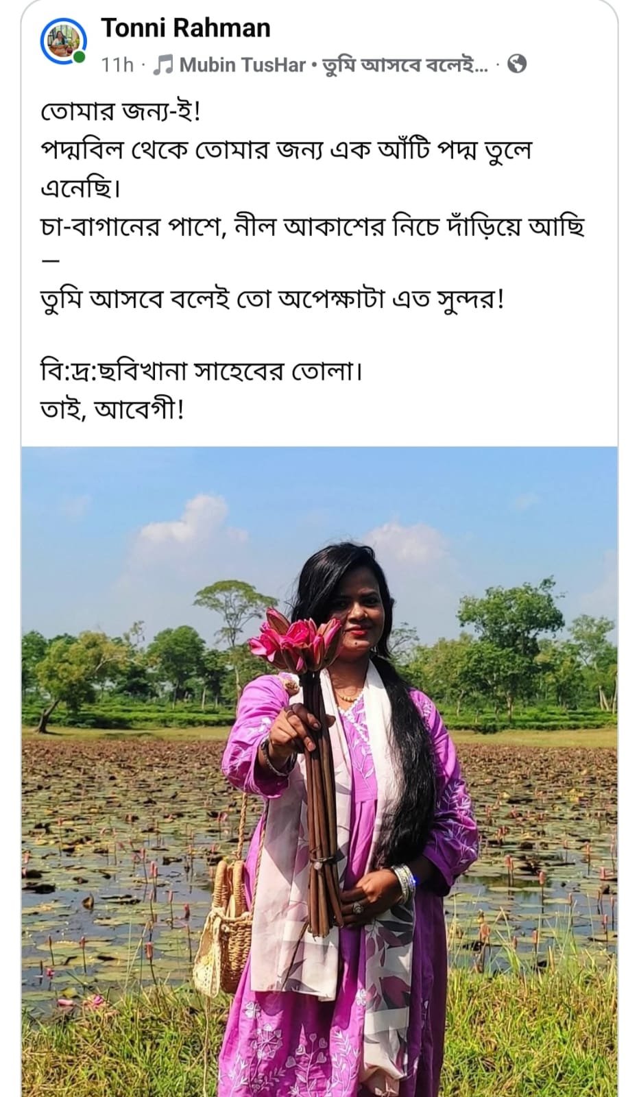 শাপলা হাতে ভাইরাল শিক্ষিকার কবিতায় প্রেম নিবেদন